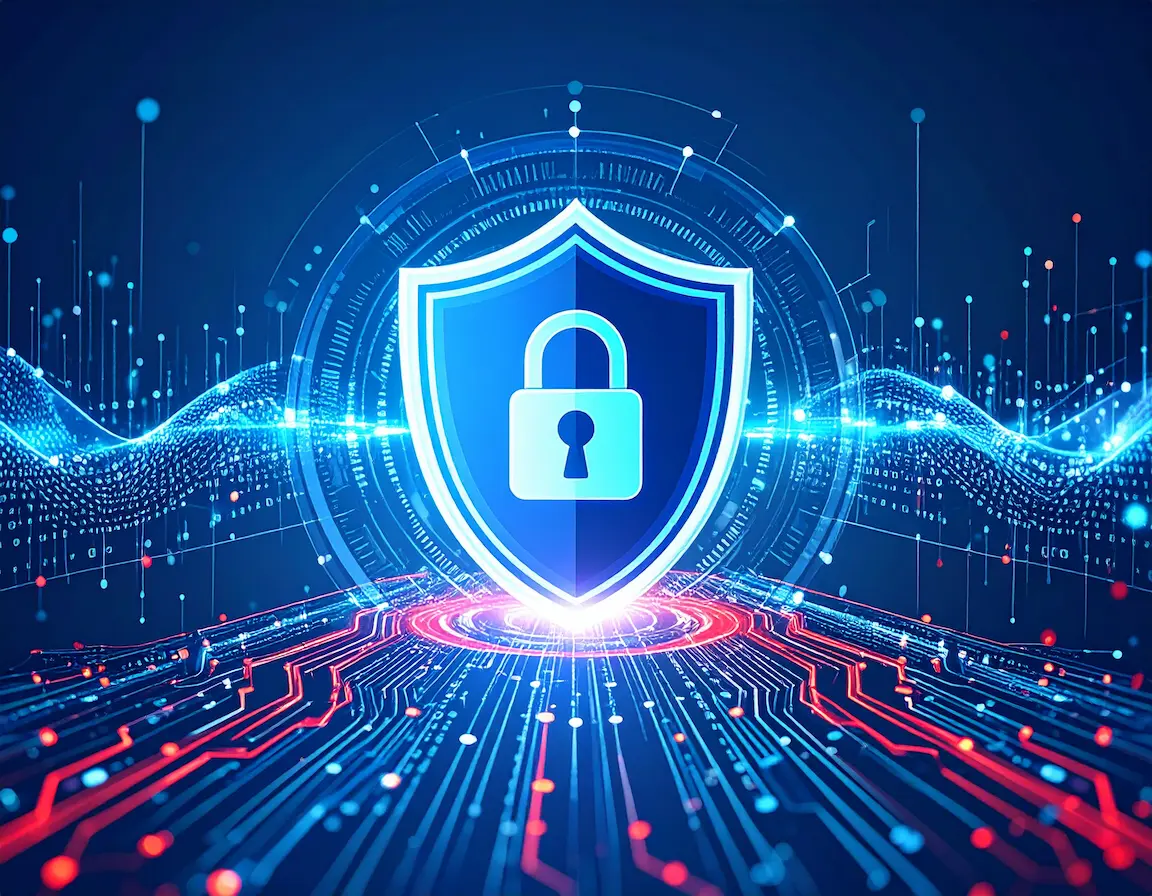 Digital shield against modern cybersecurity threats with advanced protection technology